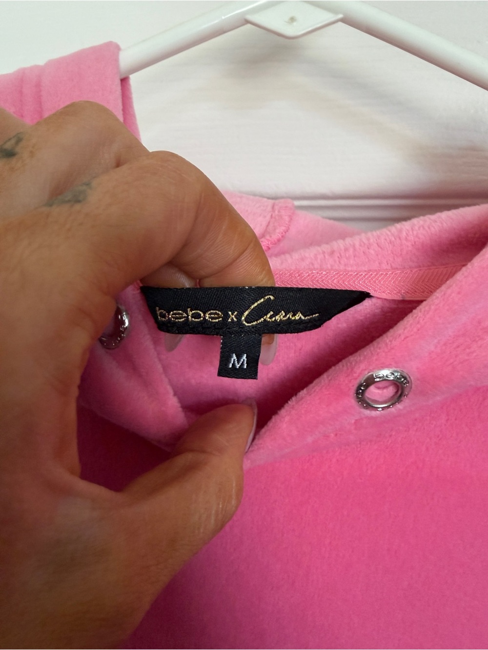 Bebe X Ciara Hot Pink Rhinestone Hoodie - Picture 3 of 7